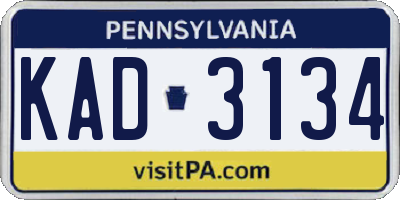 PA license plate KAD3134