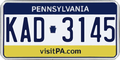 PA license plate KAD3145