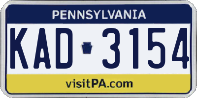 PA license plate KAD3154