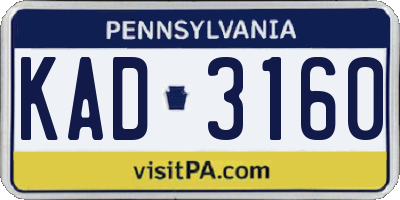 PA license plate KAD3160