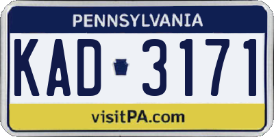 PA license plate KAD3171