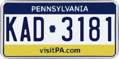 PA license plate KAD3181