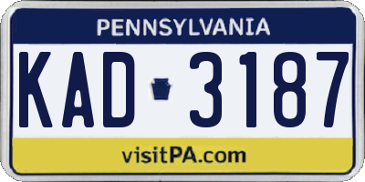 PA license plate KAD3187
