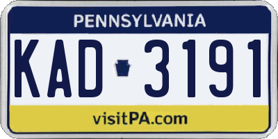 PA license plate KAD3191