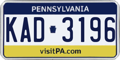 PA license plate KAD3196
