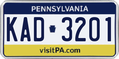 PA license plate KAD3201