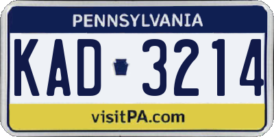 PA license plate KAD3214