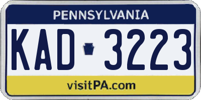 PA license plate KAD3223