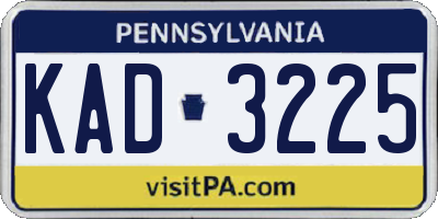 PA license plate KAD3225