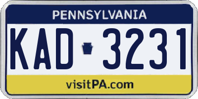 PA license plate KAD3231