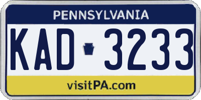 PA license plate KAD3233
