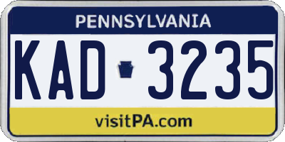 PA license plate KAD3235