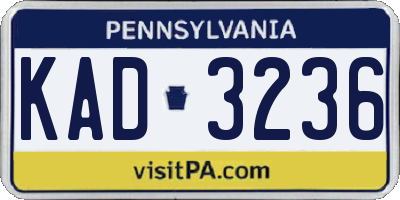 PA license plate KAD3236