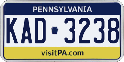 PA license plate KAD3238