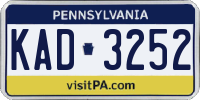 PA license plate KAD3252