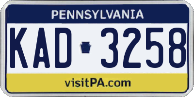 PA license plate KAD3258
