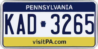 PA license plate KAD3265