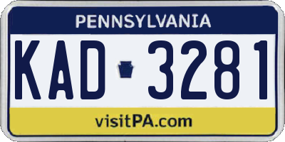 PA license plate KAD3281