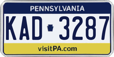 PA license plate KAD3287