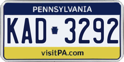 PA license plate KAD3292