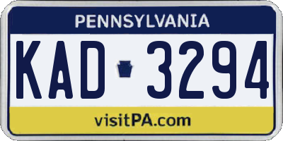 PA license plate KAD3294
