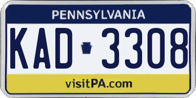 PA license plate KAD3308