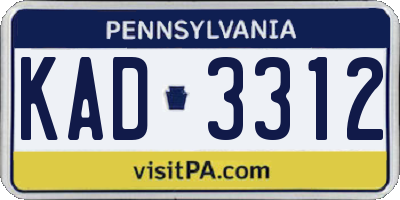 PA license plate KAD3312