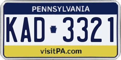 PA license plate KAD3321