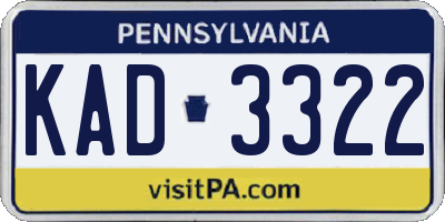 PA license plate KAD3322