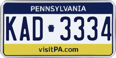 PA license plate KAD3334