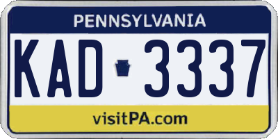 PA license plate KAD3337