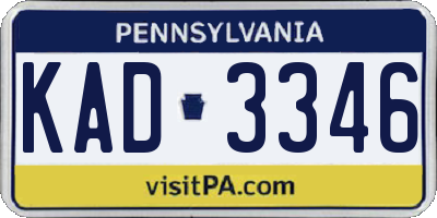 PA license plate KAD3346