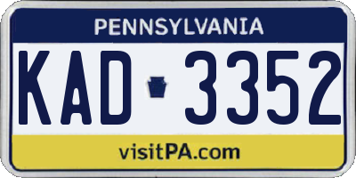 PA license plate KAD3352