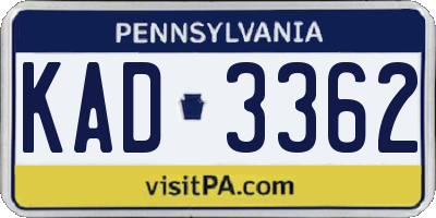PA license plate KAD3362