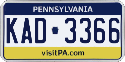PA license plate KAD3366
