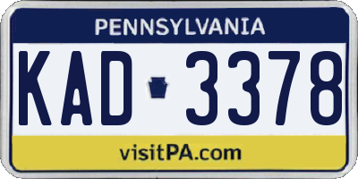 PA license plate KAD3378