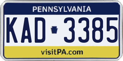 PA license plate KAD3385