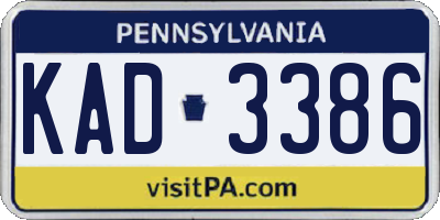 PA license plate KAD3386