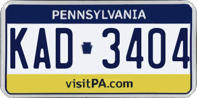 PA license plate KAD3404