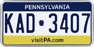 PA license plate KAD3407