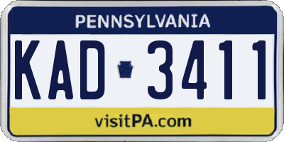 PA license plate KAD3411