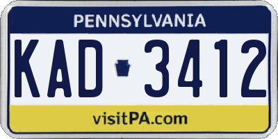 PA license plate KAD3412