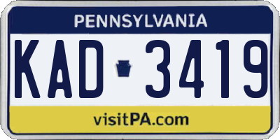 PA license plate KAD3419