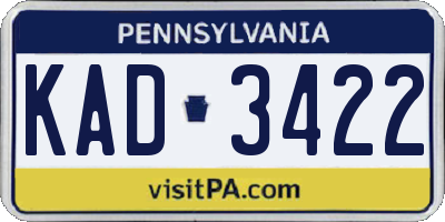 PA license plate KAD3422