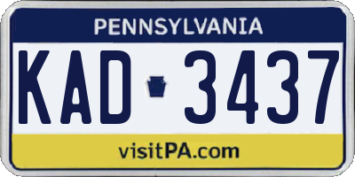 PA license plate KAD3437
