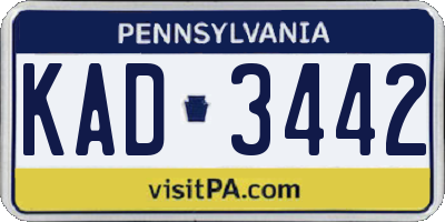 PA license plate KAD3442