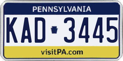 PA license plate KAD3445