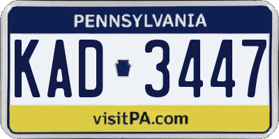 PA license plate KAD3447