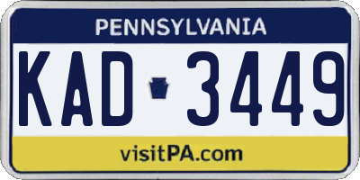 PA license plate KAD3449