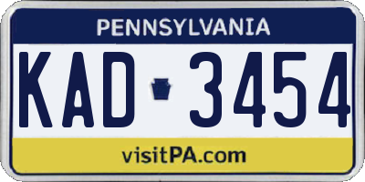 PA license plate KAD3454